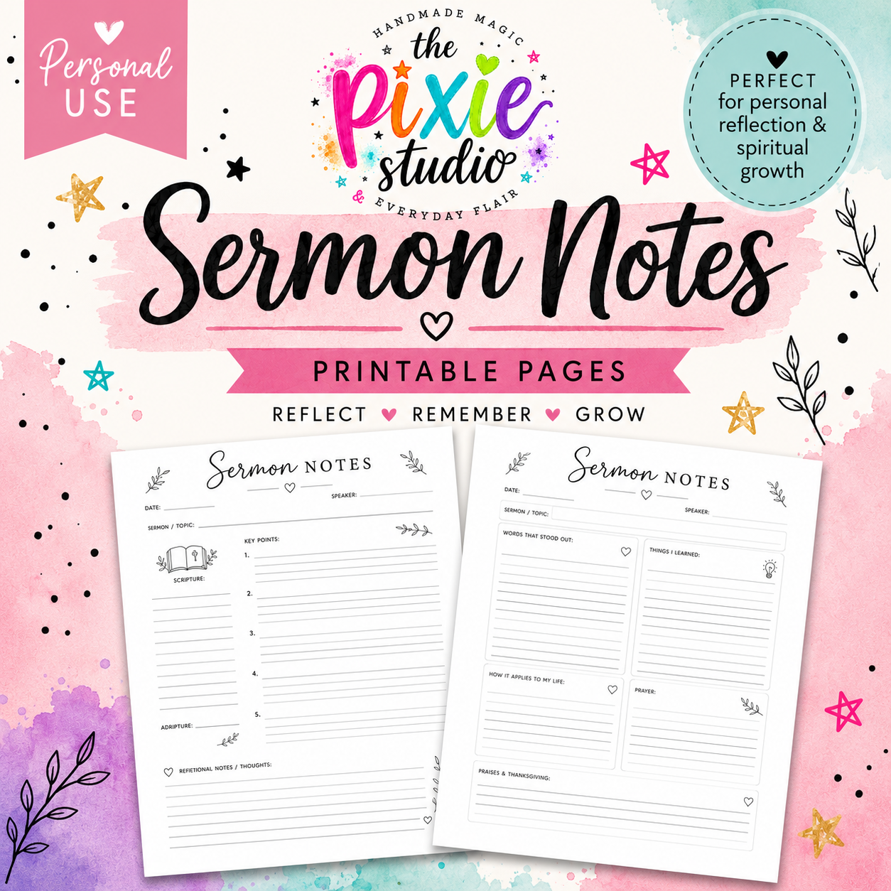 Sermon Notes | Printable | Personal Use