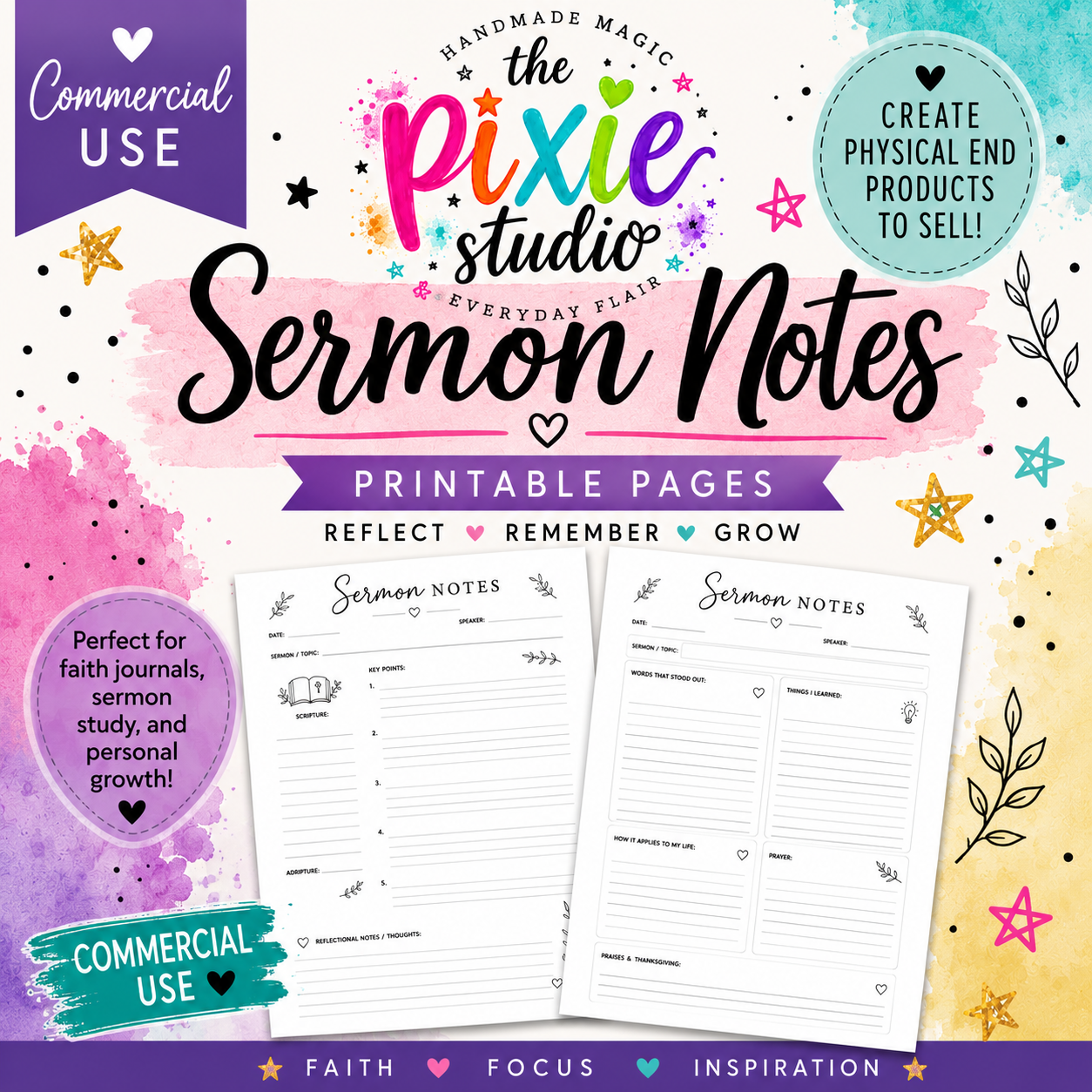 Sermon Notes | Printable | Commercial Use