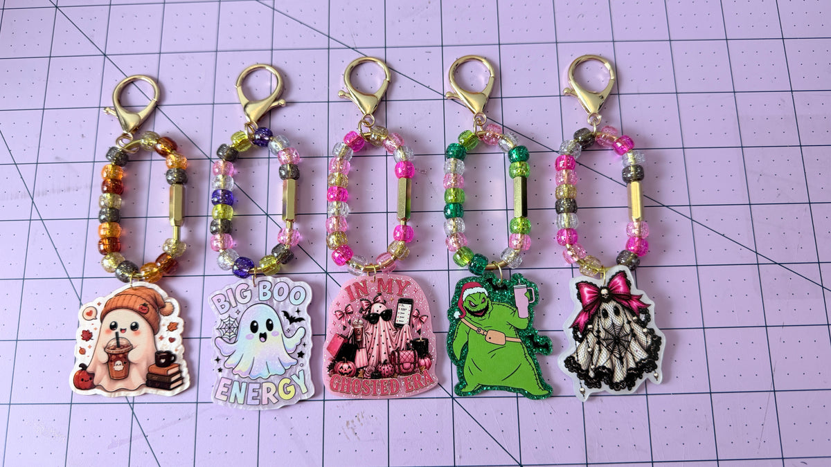Halloween Acrylic Bag Charm/Key chains | Ghoulish Glam Cute Spooky Charm
